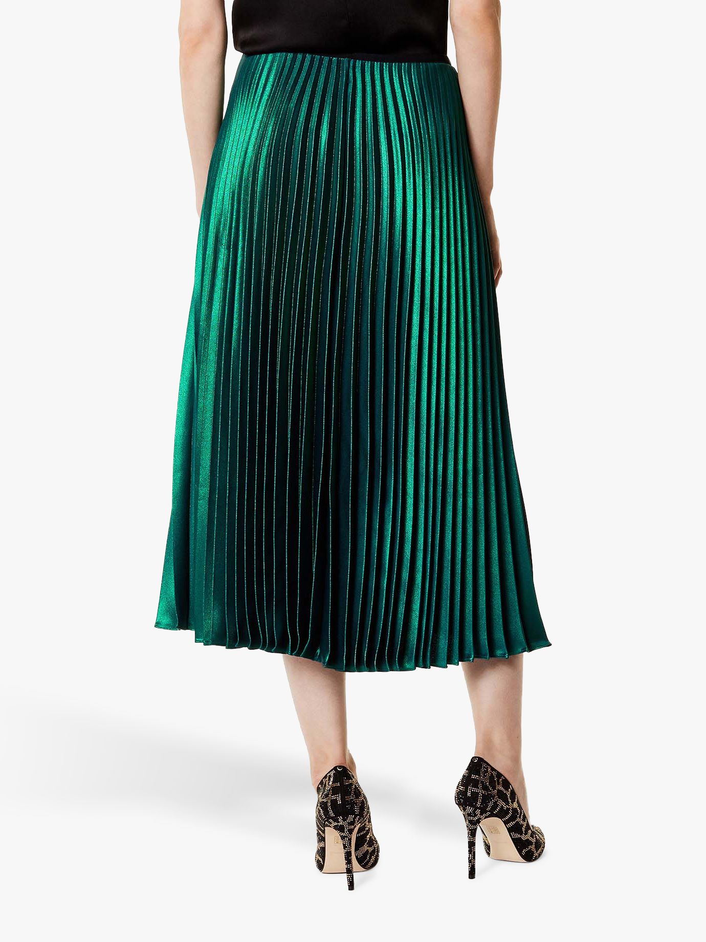 karen millen metallic pleated skirt