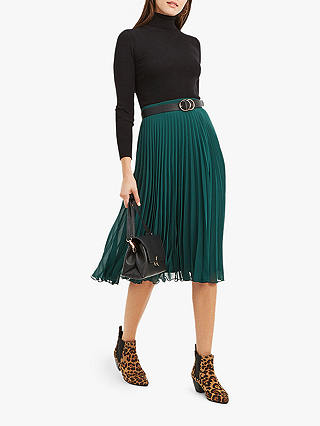 Oasis Pleated Midi Skirt, Black