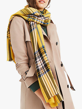 Oasis Crinkle Check Scarf, Yellow