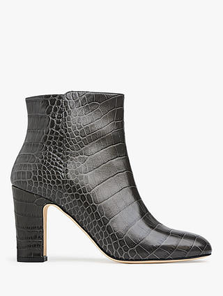 L.K.Bennett Alya Snake Texture Block Heel Ankle Boots, Grey