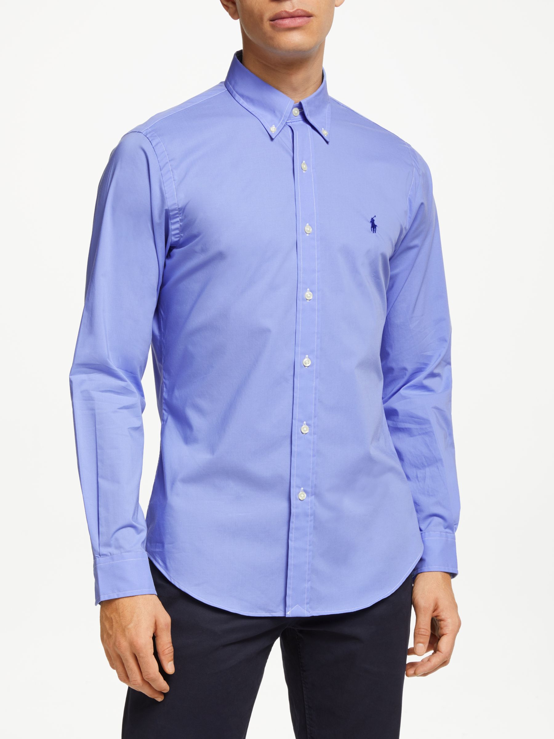 Polo Ralph Lauren Long Sleeve Slim Fit Shirt, Periwinkle Blue at John ...