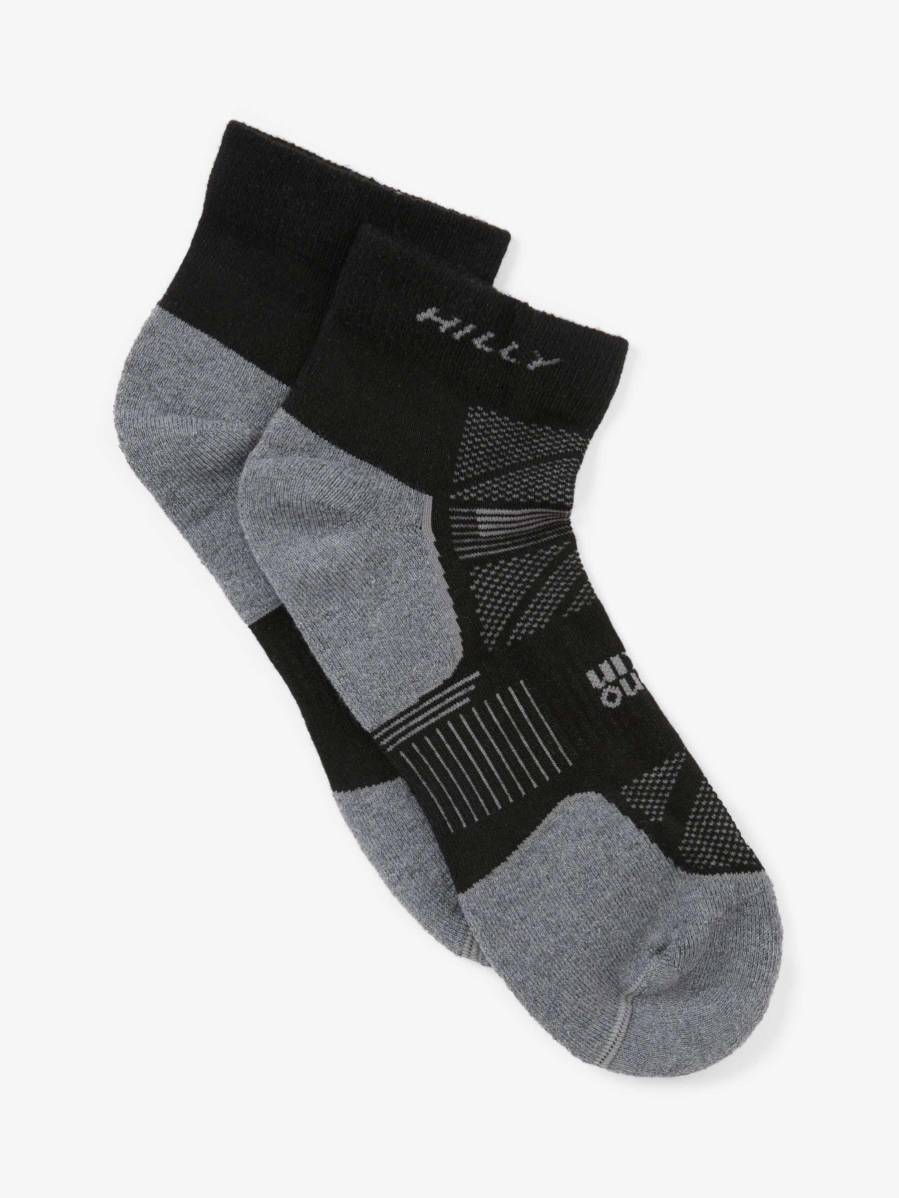 Black/Grey/Marl Hilly Supreme Anklet Super Soft Technical Running Socks 