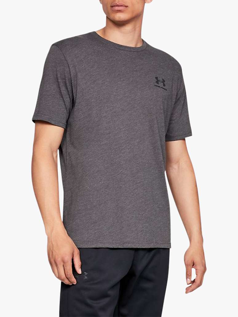Buy Under Armour Charged Cotton Short Sleeve Training Top, Charcoal Medium Heather/Black Online at johnlewis.com