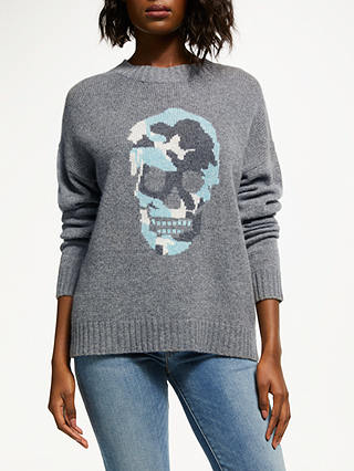 360 Sweater Felice Skull Print Jumper, Grey/Multi