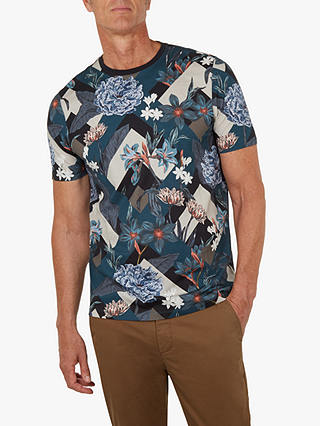 Ted Baker T for Tall Jolly Abstract Floral Print Cotton T-Shirt, Navy