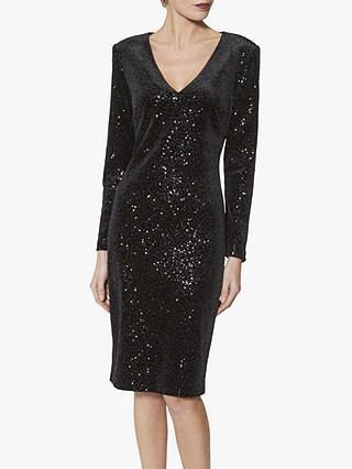 Gina Bacconi Celeste Velvet Sequin Dress, Black