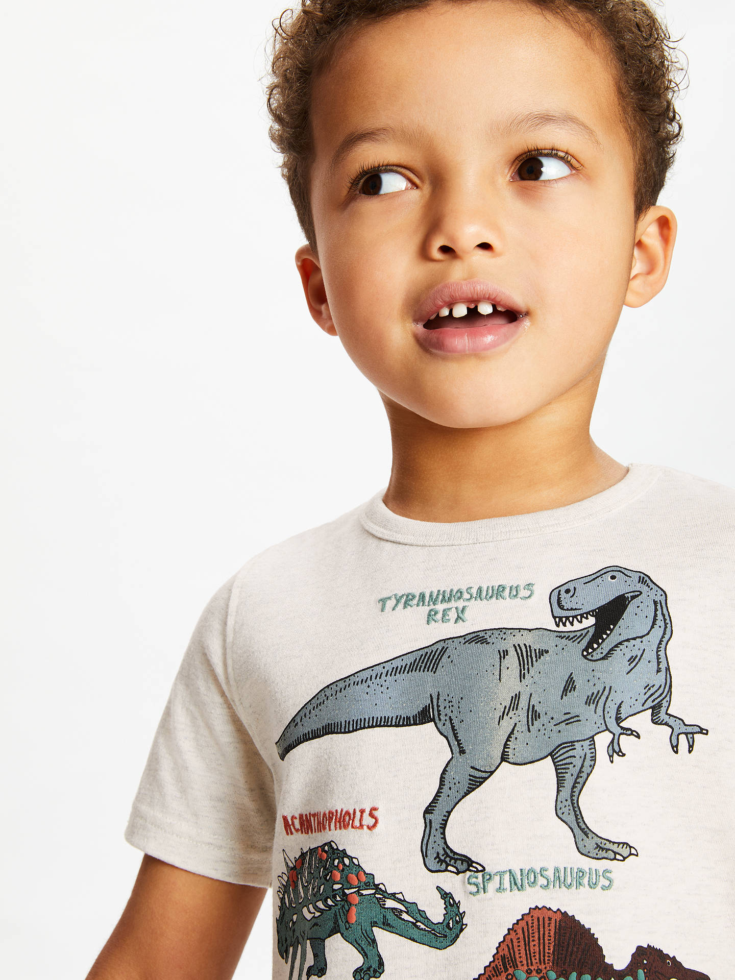 John Lewis & Partners Boys' Dinosaur T-Shirt, Neutral at John Lewis ...