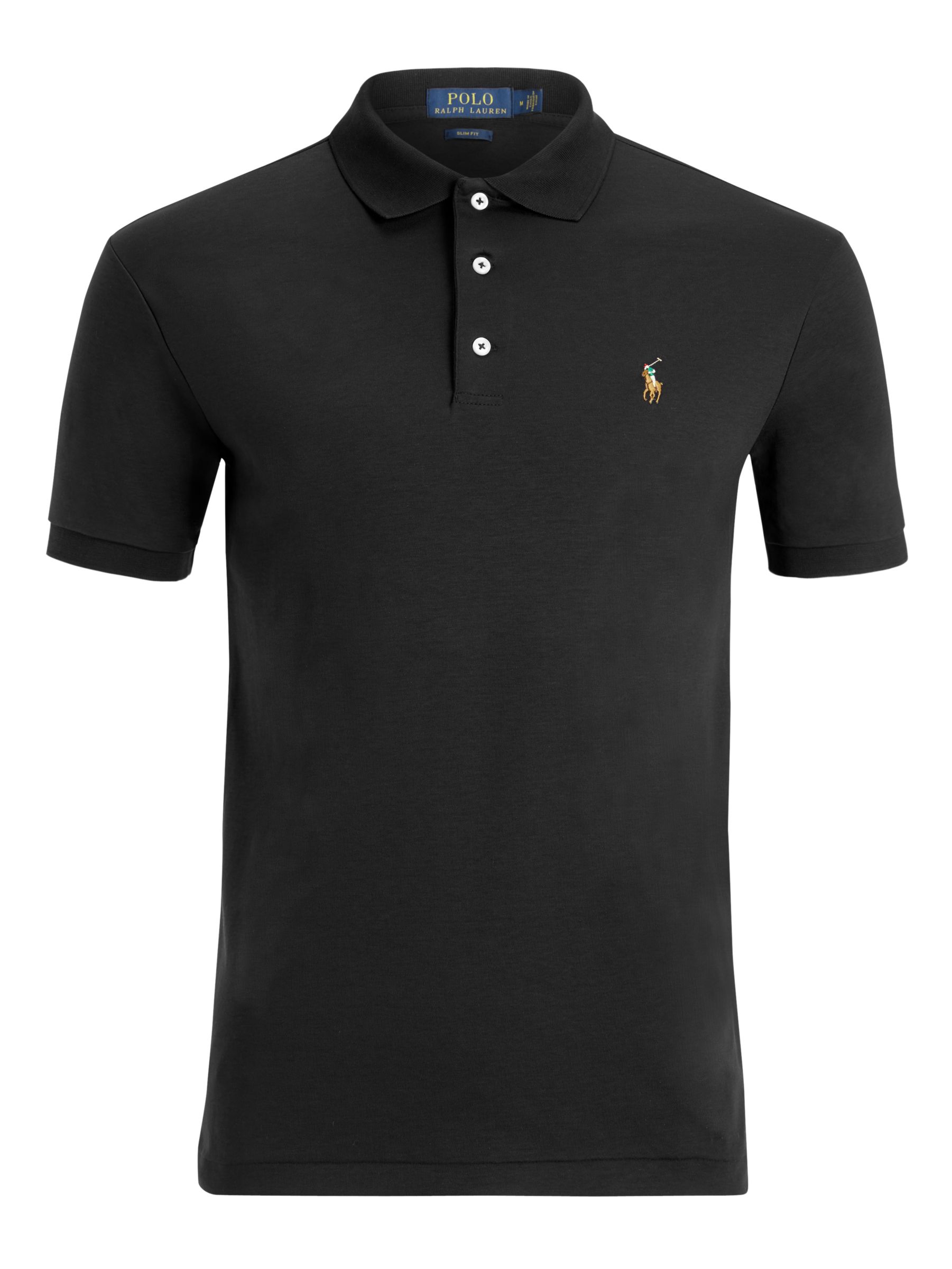 Polo Ralph Lauren Slim Fit Soft Touch Polo Shirt, Black at John Lewis ...