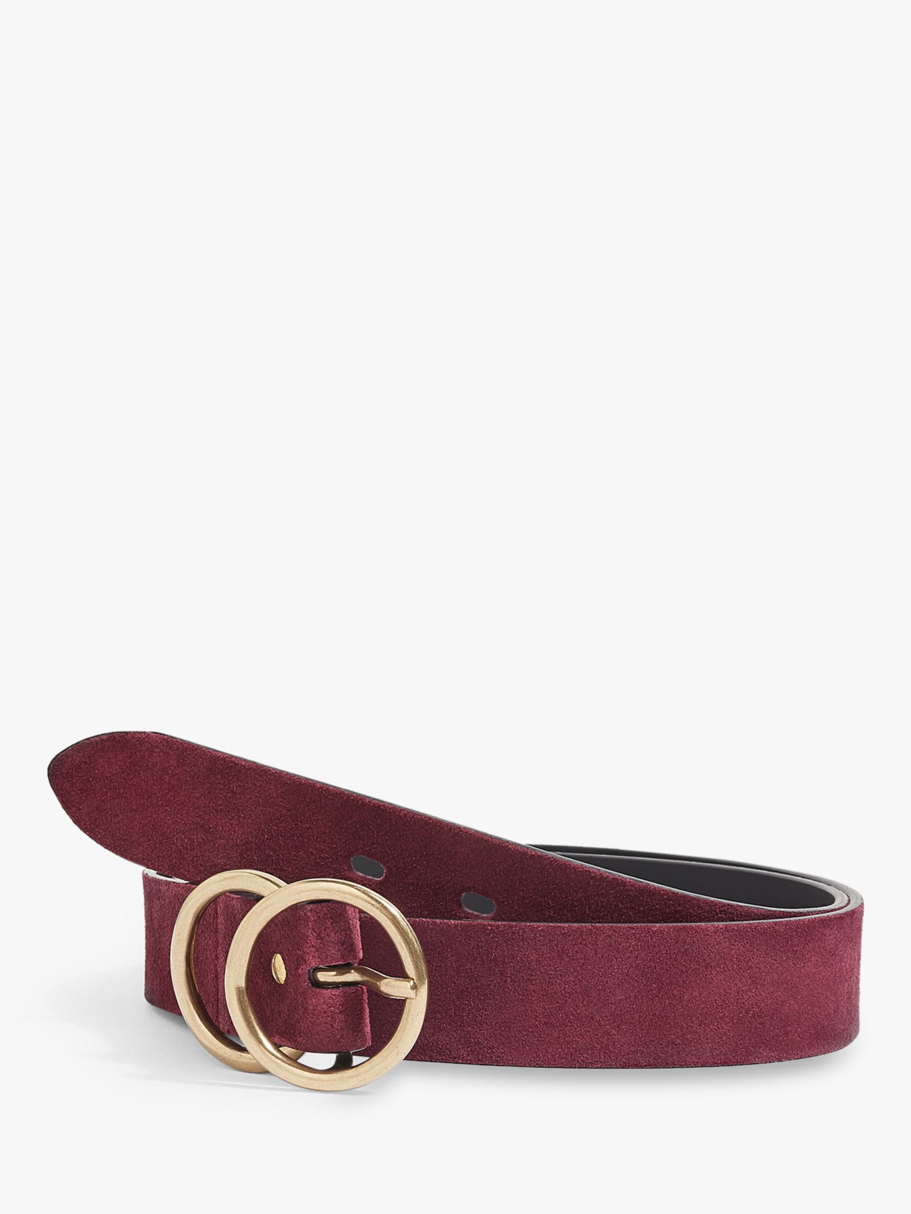 Jigsaw Carly Double Oval Buckle Belt | Plum at John Lewis & Partners