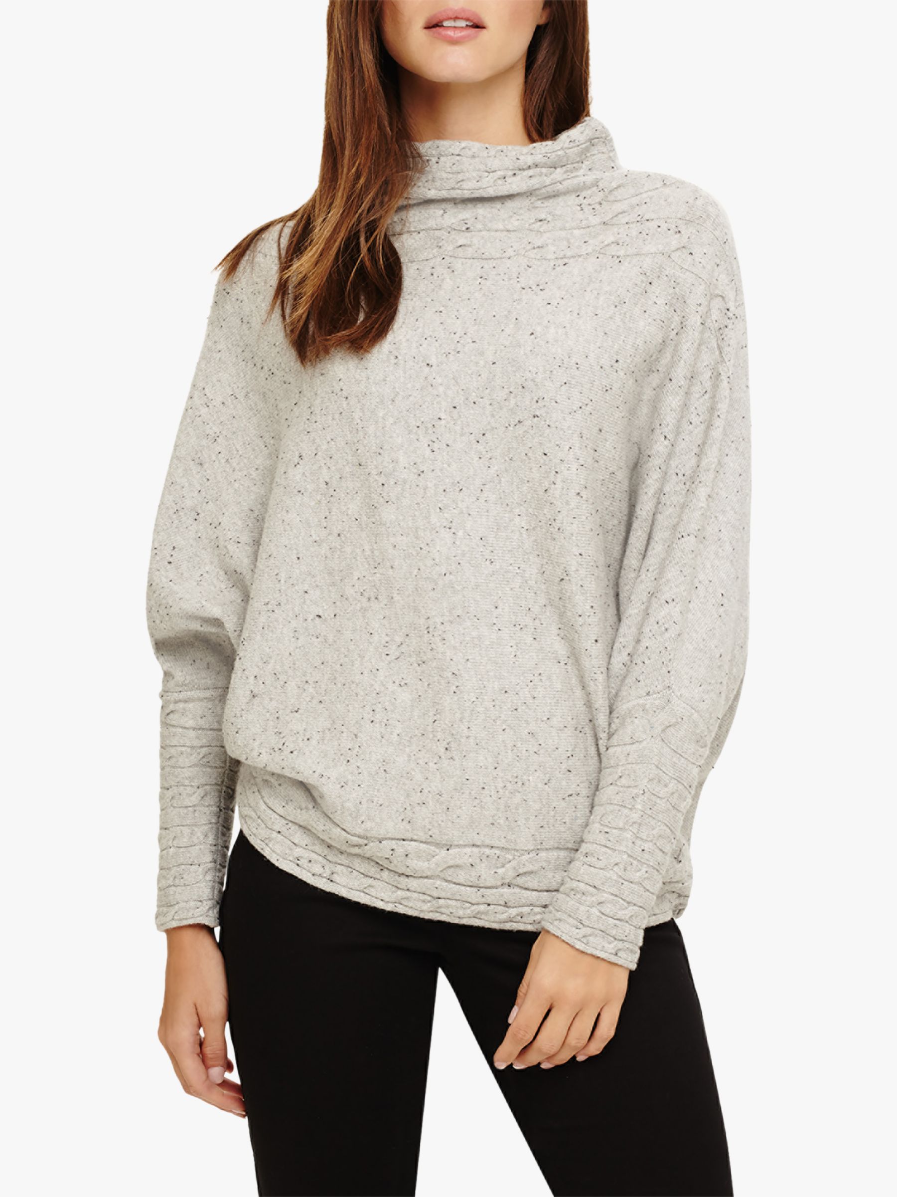 Phase Eight Corine Cable Knit Textured Jumper, Grey Marl
