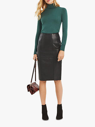 Oasis Leather Pencil Skirt, Black