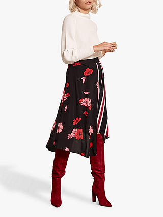 Mint Velvet Elyse Print Striped Midi Skirt, Multi