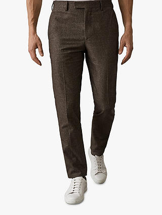 Reiss Quake Brushed Slim Fit Trousers, Brown