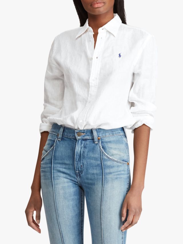 Polo Ralph Lauren Relaxed Linen Shirt, White, S