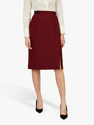 Jaeger Puppytooth Pencil Skirt, Black/Red/Check