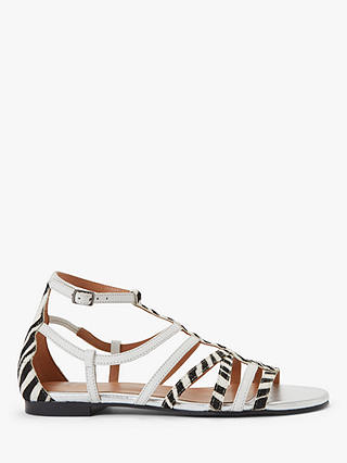 AND/OR Lucia Leather Sandals, White/Zebra