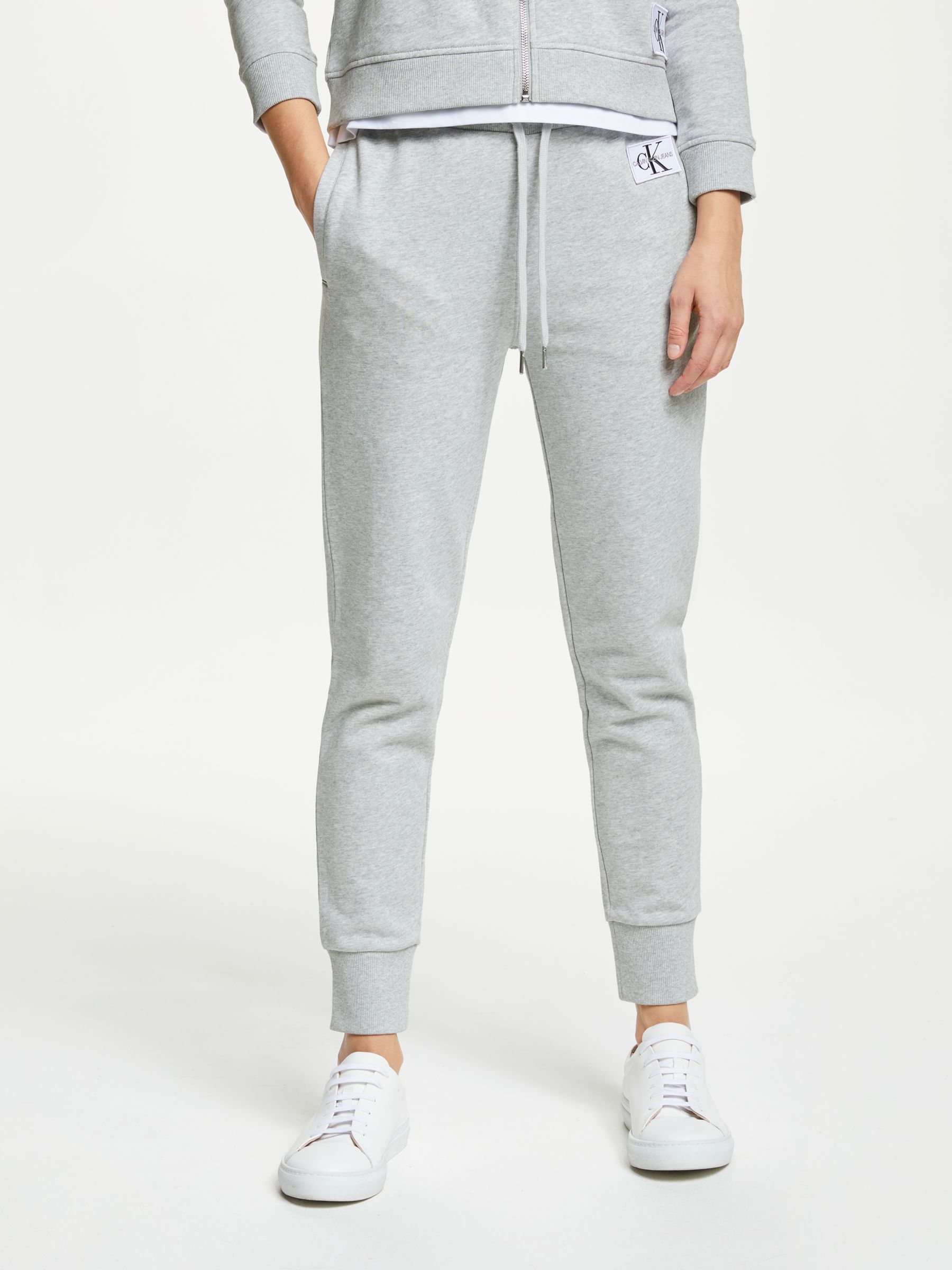 Calvin Klein Jeans Monogram Sweat Jogger Trousers, Light Grey Heather