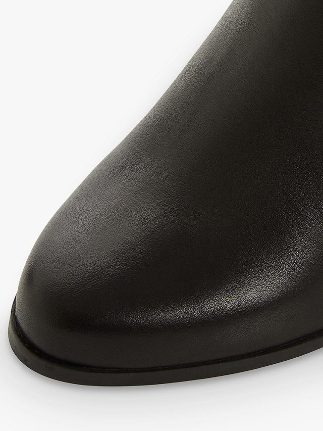 Dune Samuella Block Heel Knee High Boots, Black Leather, 3