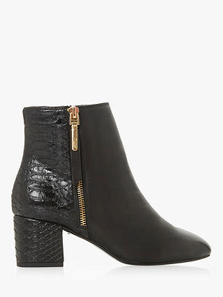 Dune Wide Fit Orlla Side Zip Ankle Boots, Black Leather