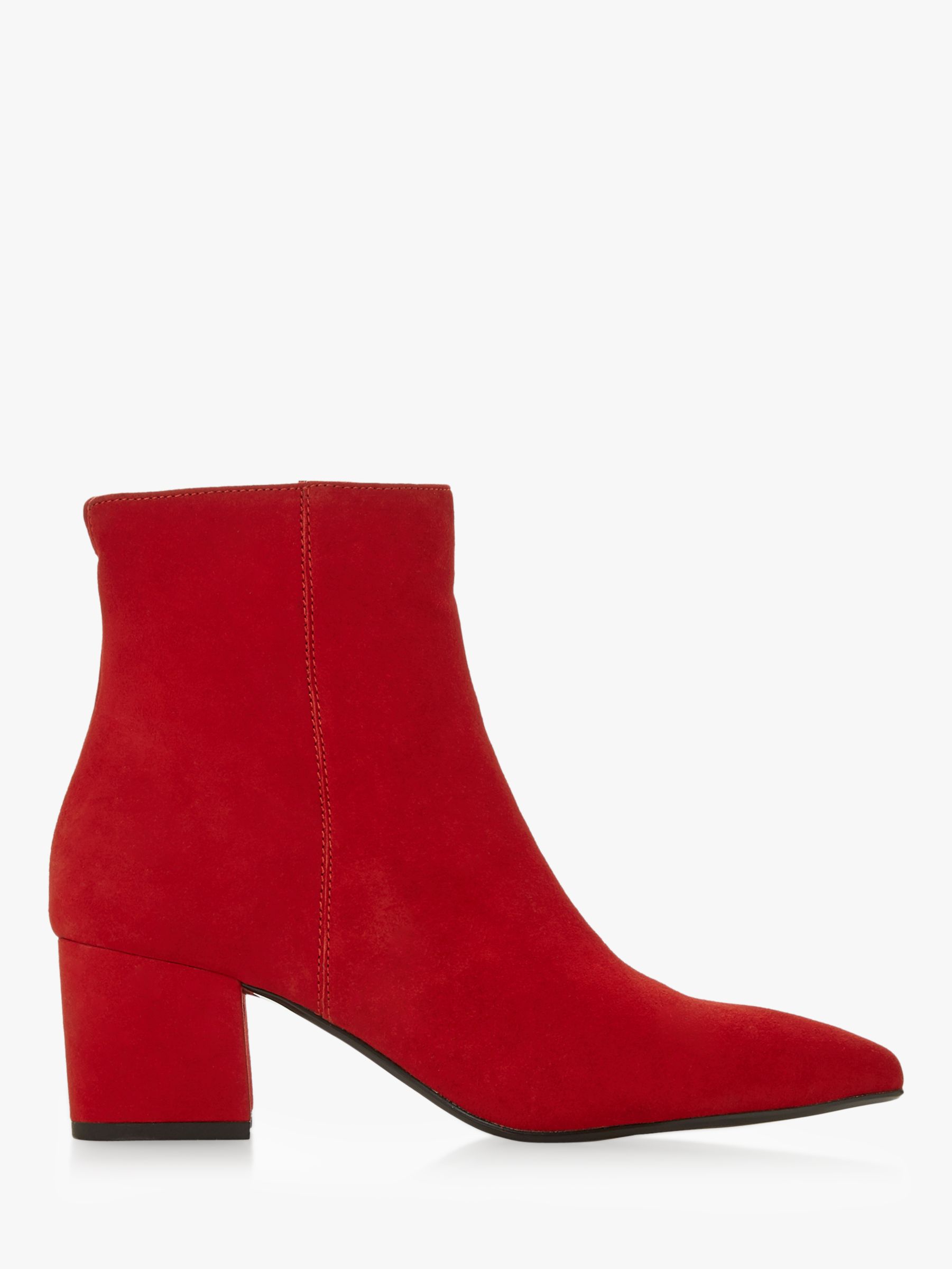 Dune Omarii Block Heel Ankle Boots | Red Suede at John Lewis & Partners