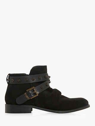 Dune Push Suede Ankle Boots, Black