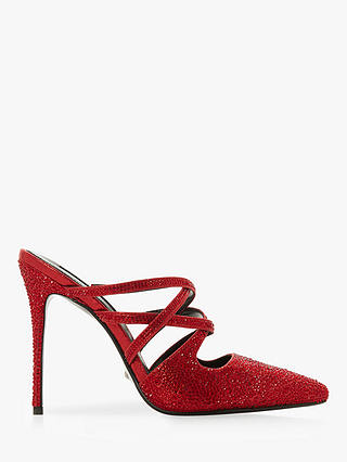 Dune Charlotta Embellished High Heel Mule Court Shoes, Red