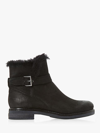 Dune Persue Nubuck Fur Lined Ankle Boots, Black