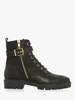 Dune Philosophy Leather Lace Up Boots, Black