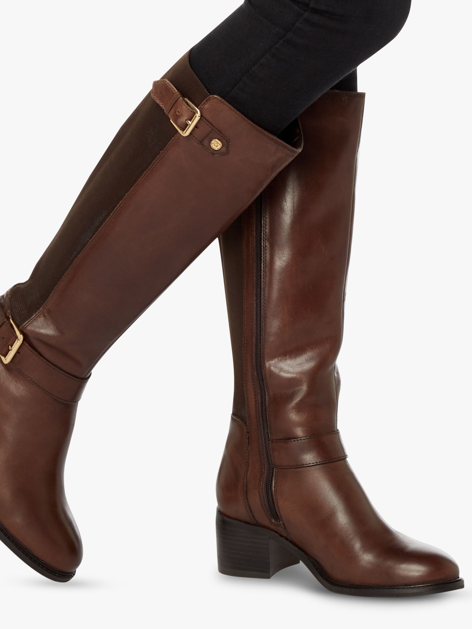 Dune Tildaa Knee High Boots, Dark Brown Leather, 3