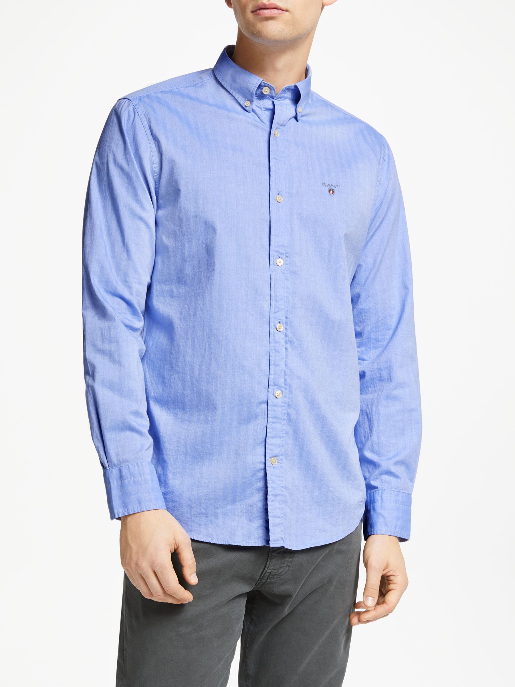 GANT Herringbone Regular Fit Shirt, Blue