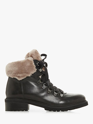 Steve Madden Tree SM Faux Fur Collar Calf Boots, Black Leather