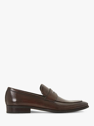 Dune Predictable Leather Loafers, Brown