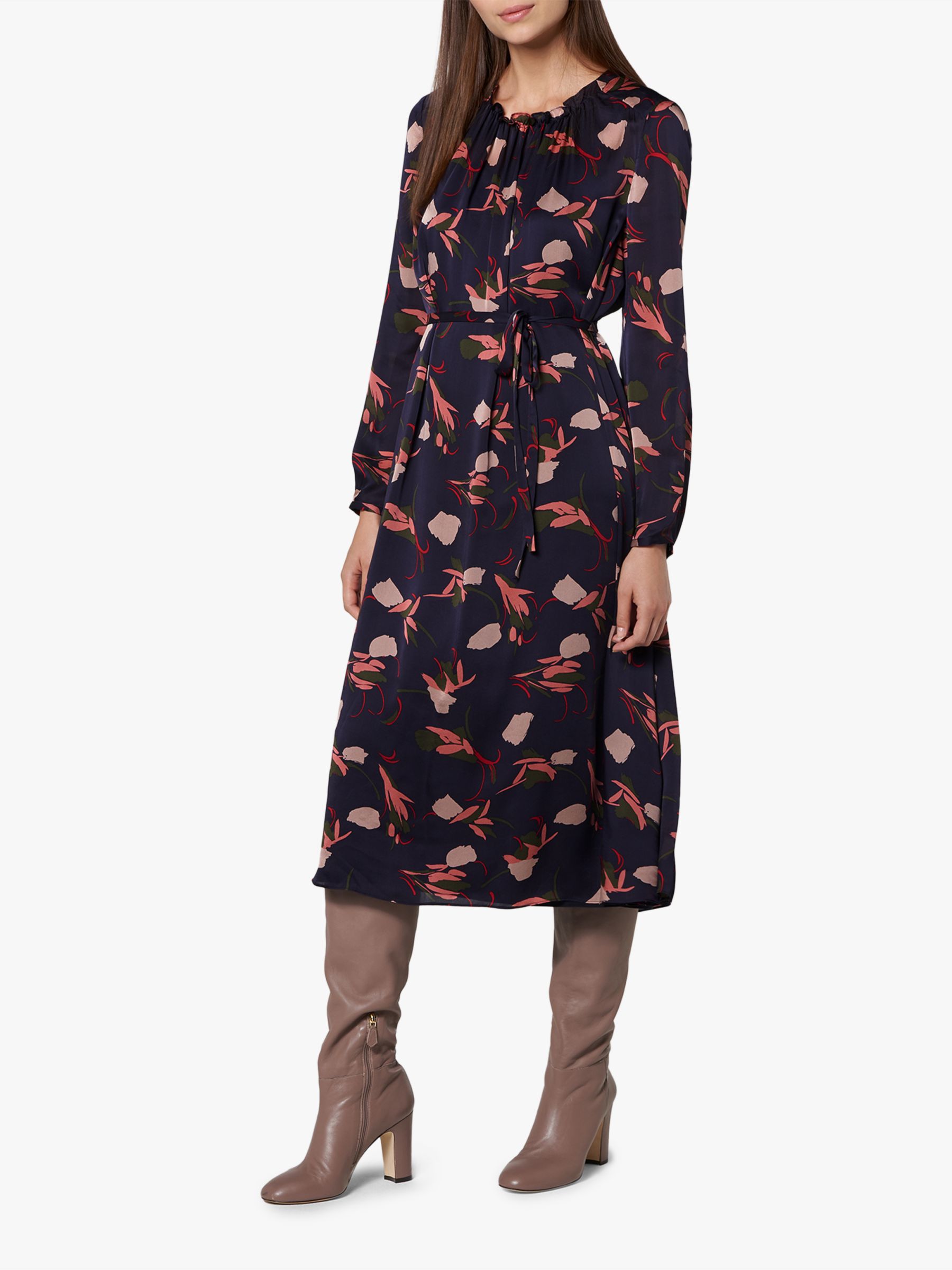 L.K.Bennett Yadira Blossom Print Silk Dress, Sloane Blue at John Lewis ...