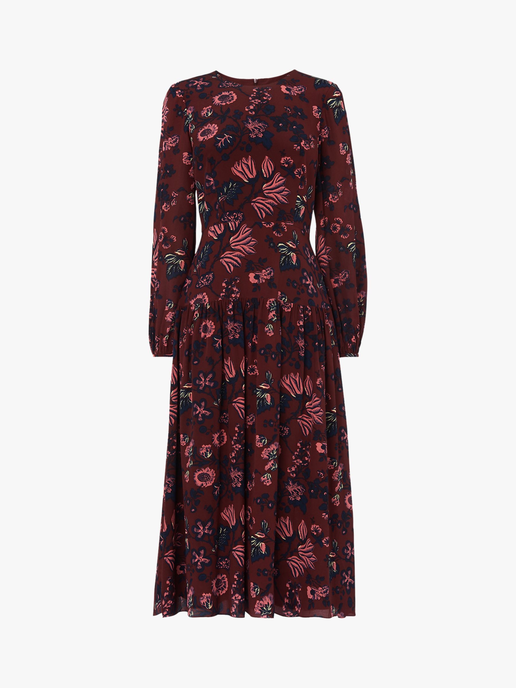 L.K.Bennett Julisa Floral Silk Dress, Pre-Red Multi