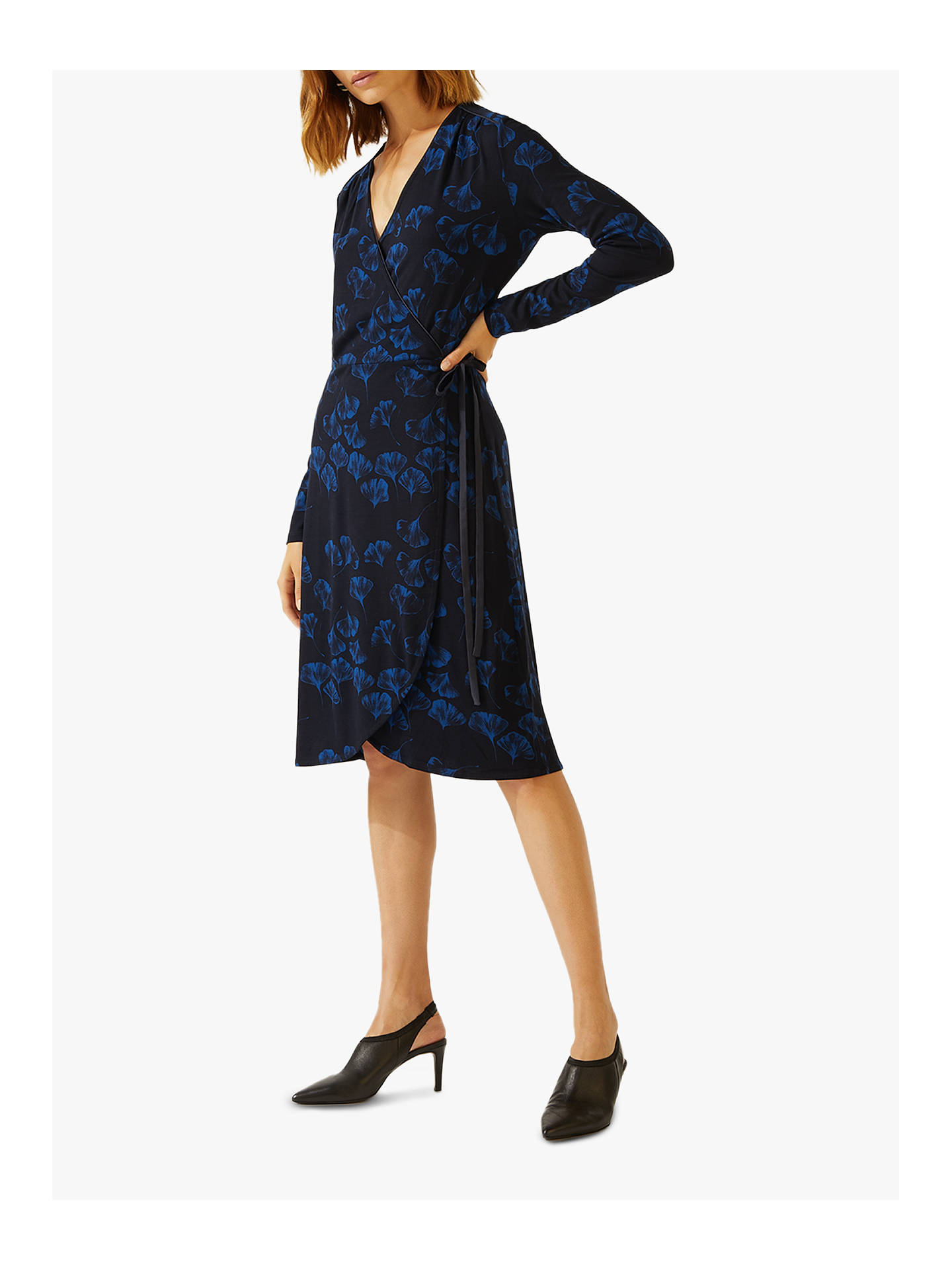 Jigsaw Ginkgo Print Dress, Navy at John Lewis & Partners