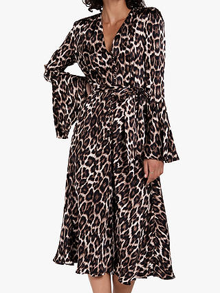 Ghost Annabelle Leopard Print Midi Dress, Brown