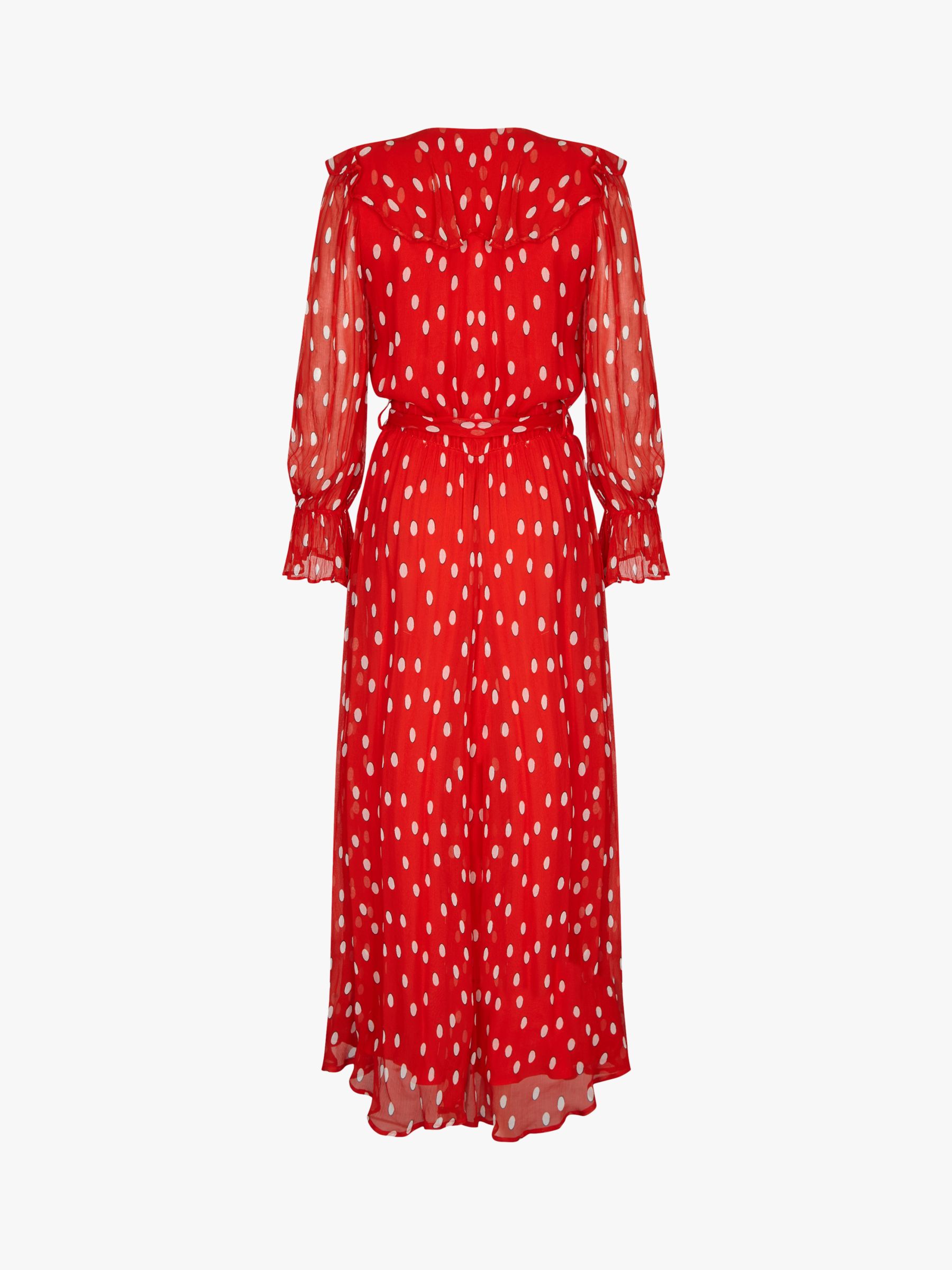 Ghost Everly Polka Dot Dress, Red at John Lewis & Partners
