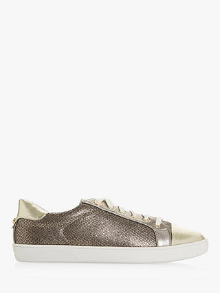 Dune Enzow Lace Up Trainers, Gold