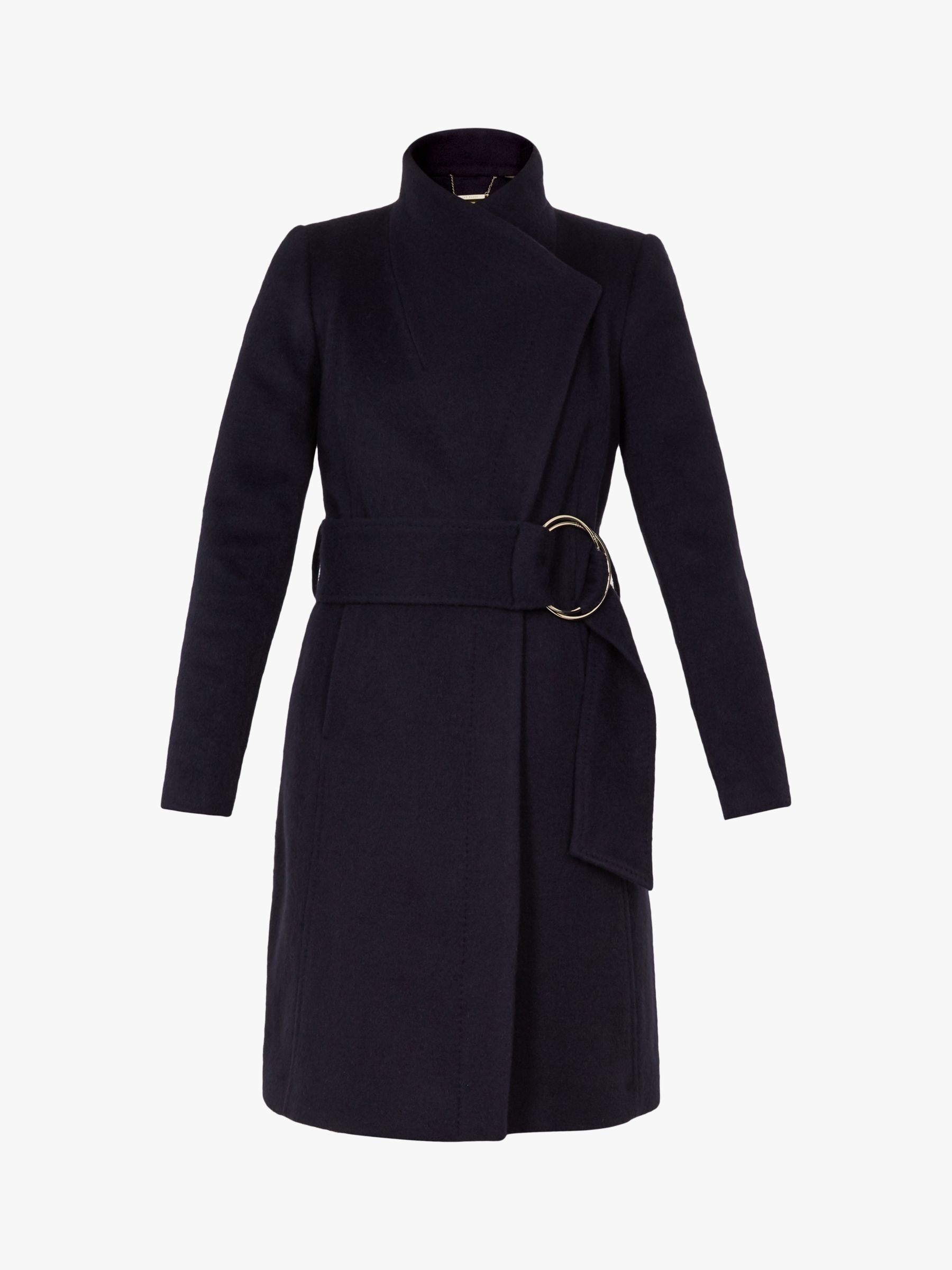 Ted Baker Belted Oversized Collar Wool Coat, Dark Blue