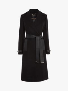 Karen Millen Belt Trench Coat, Black, 6