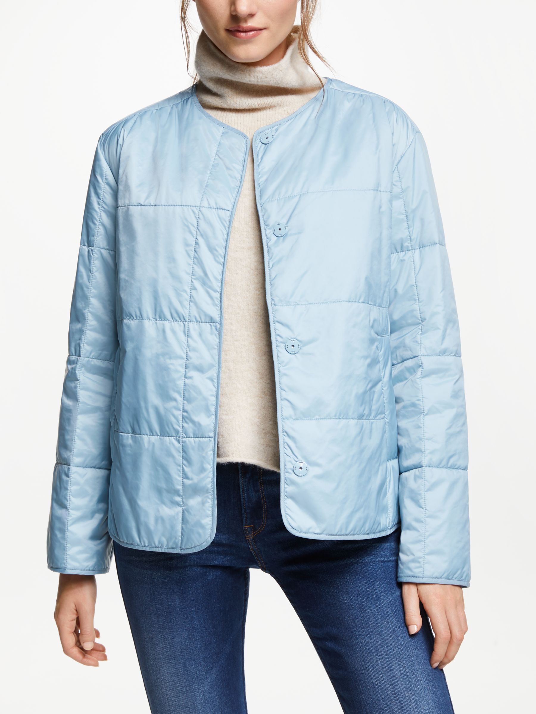 Weekend MaxMara Quilted Collarless Jacket, Sky Blue at John Lewis ...