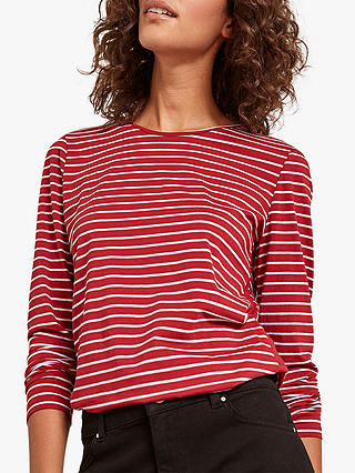 Mint Velvet Striped T-Shirt, Cherry Ivory Stripe