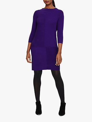 Phase Eight Francesca Rib Knit Dress, Purple