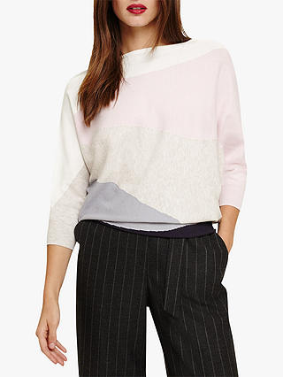 Phase Eight Lorrie Knit Colour Block Jumper, Pink/Multi