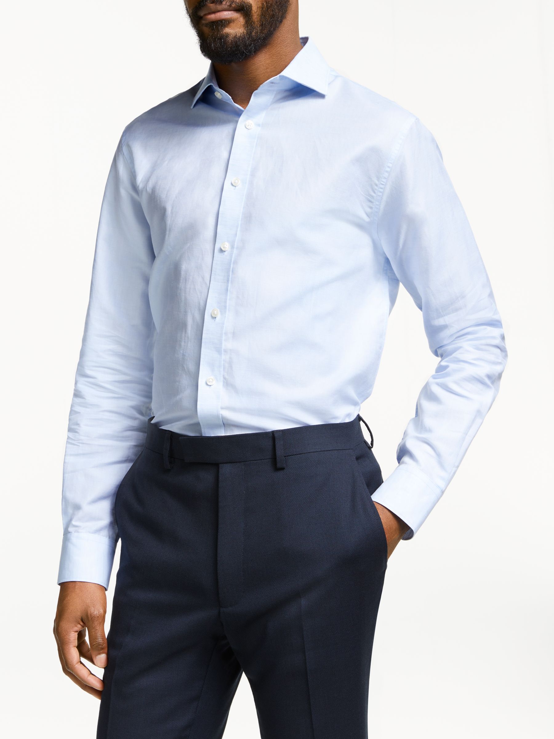 John Lewis & Partners Cotton Linen Tailored Fit Shirt at John Lewis ...