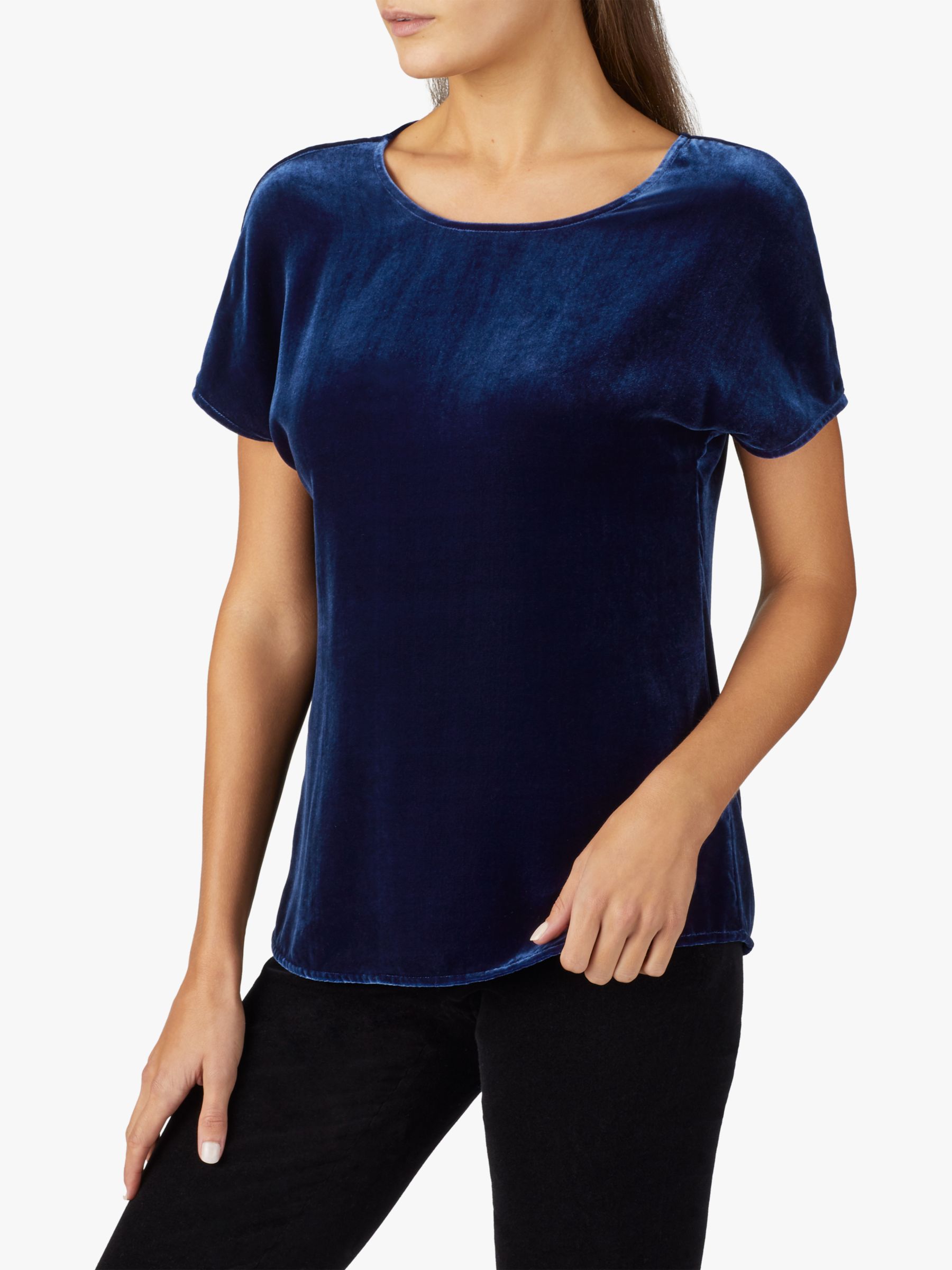 Pure Collection Velvet T-Shirt, Midnight