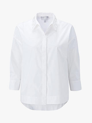 Pure Collection Beaded Collar Shirt, White