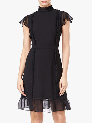 Adrianna Papell Ruffle Detail Chiffon Dress, Black