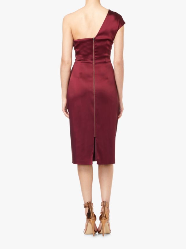 Adrianna Papell Stretch Satin One Shoulder Dress Garnet 6