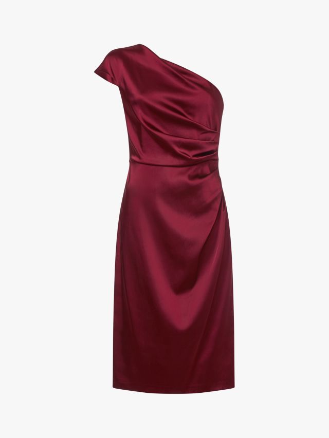 Adrianna Papell Stretch Satin One Shoulder Dress Garnet 6